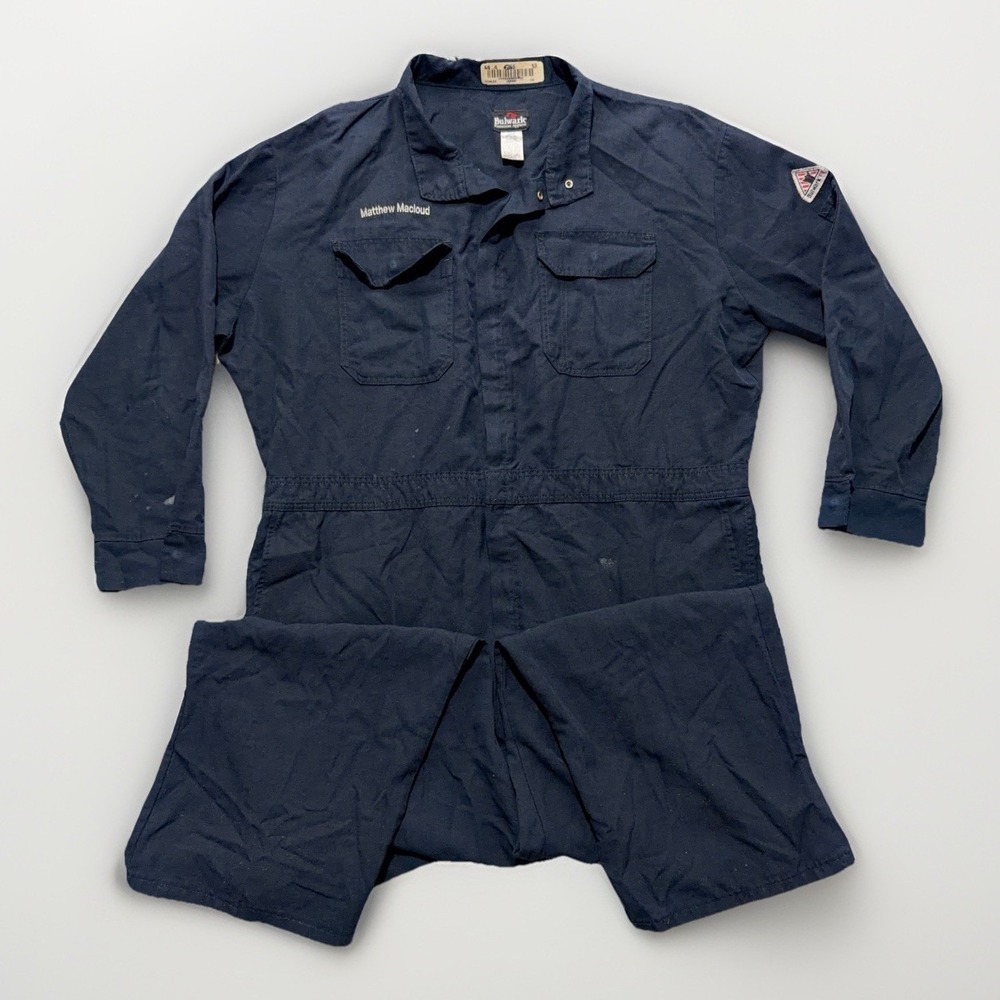 Bulwark FR Coveralls Mens 52-RG Blue Ignifuge Flame Resistant Workwear Safety